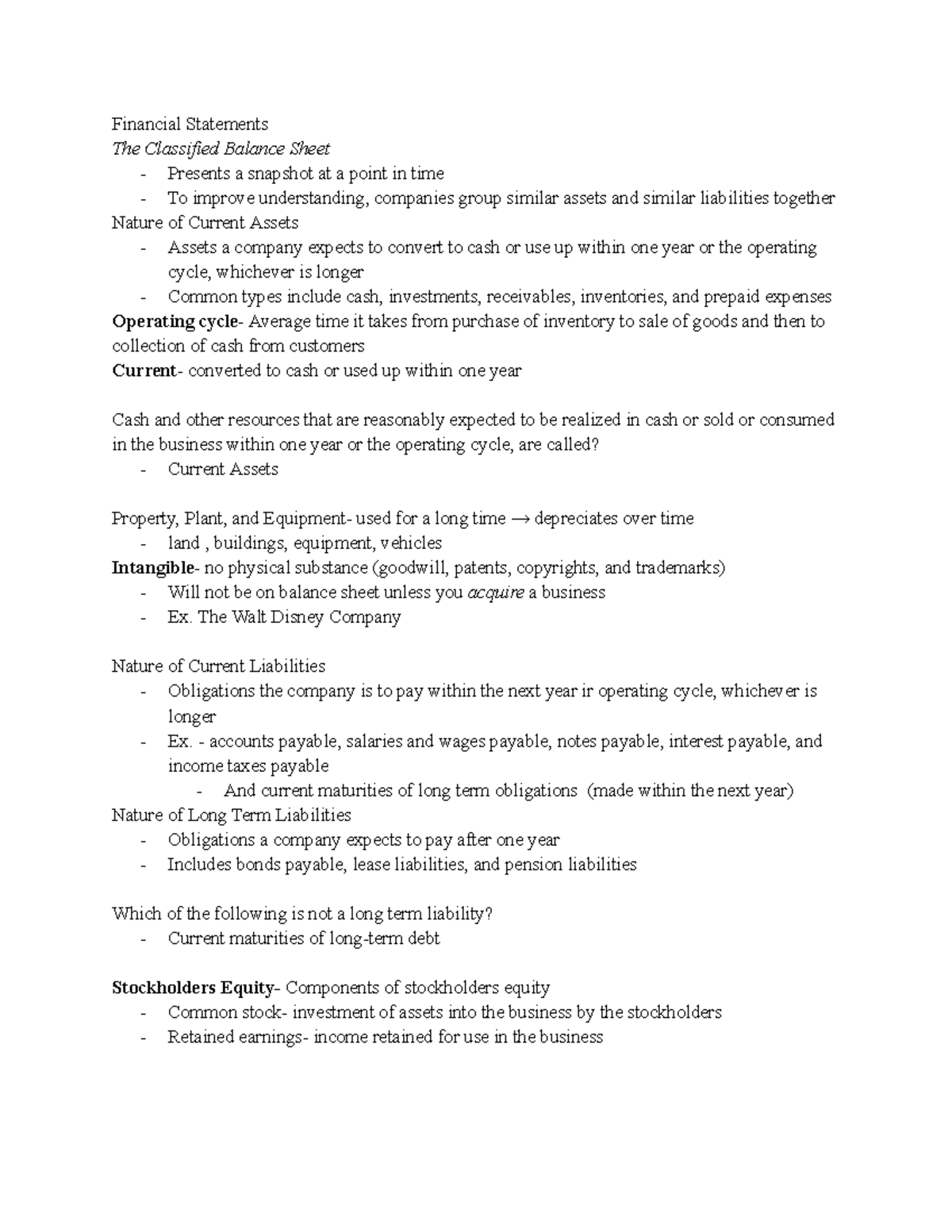 ACCT207 - McLaughlins lecture notes - Financial Statements The ...