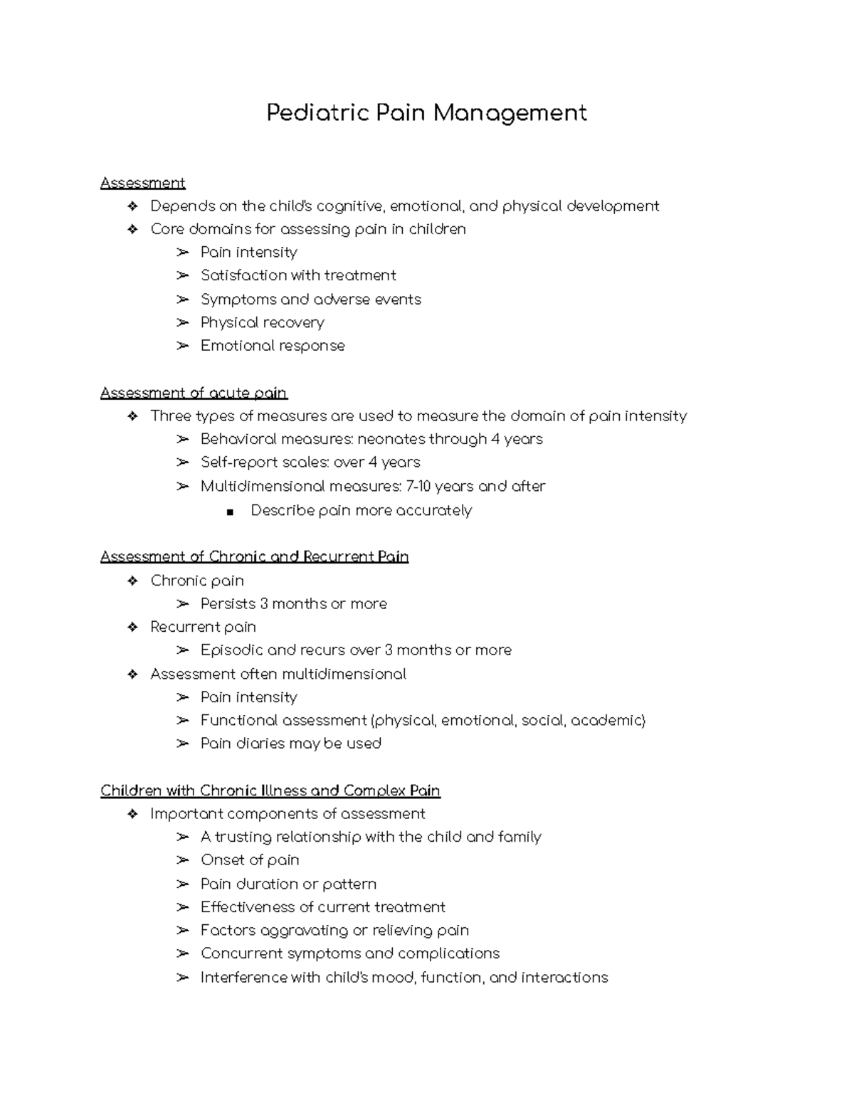 Pediatric Pain Management - Pediatric Pain Management Assessment ...