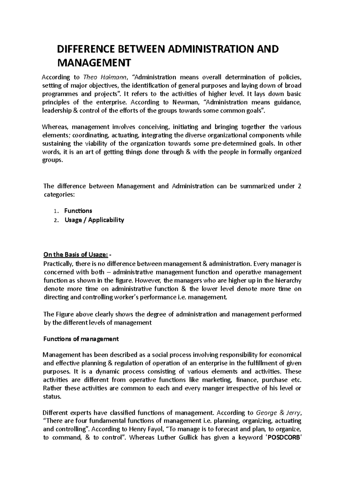 Difference Between Administration AND Management - DIFFERENCE BETWEEN ...