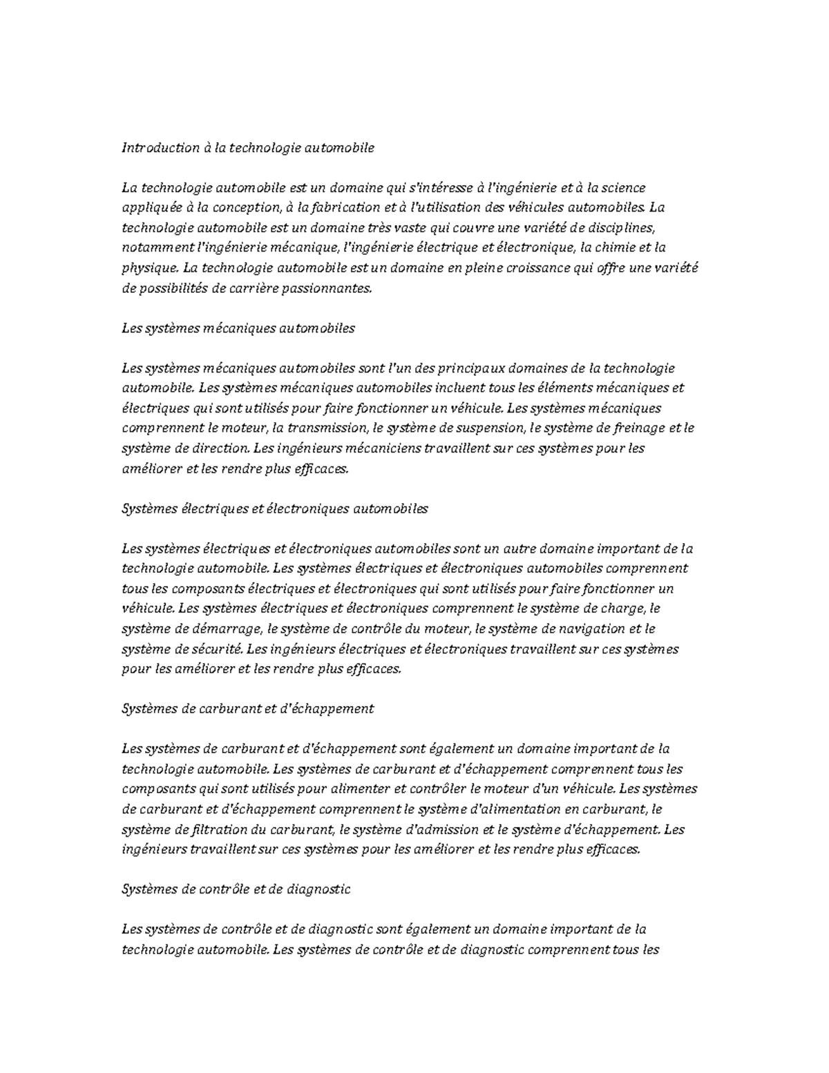 Automotive Technology Study Notes - Introduction à la technologie ...