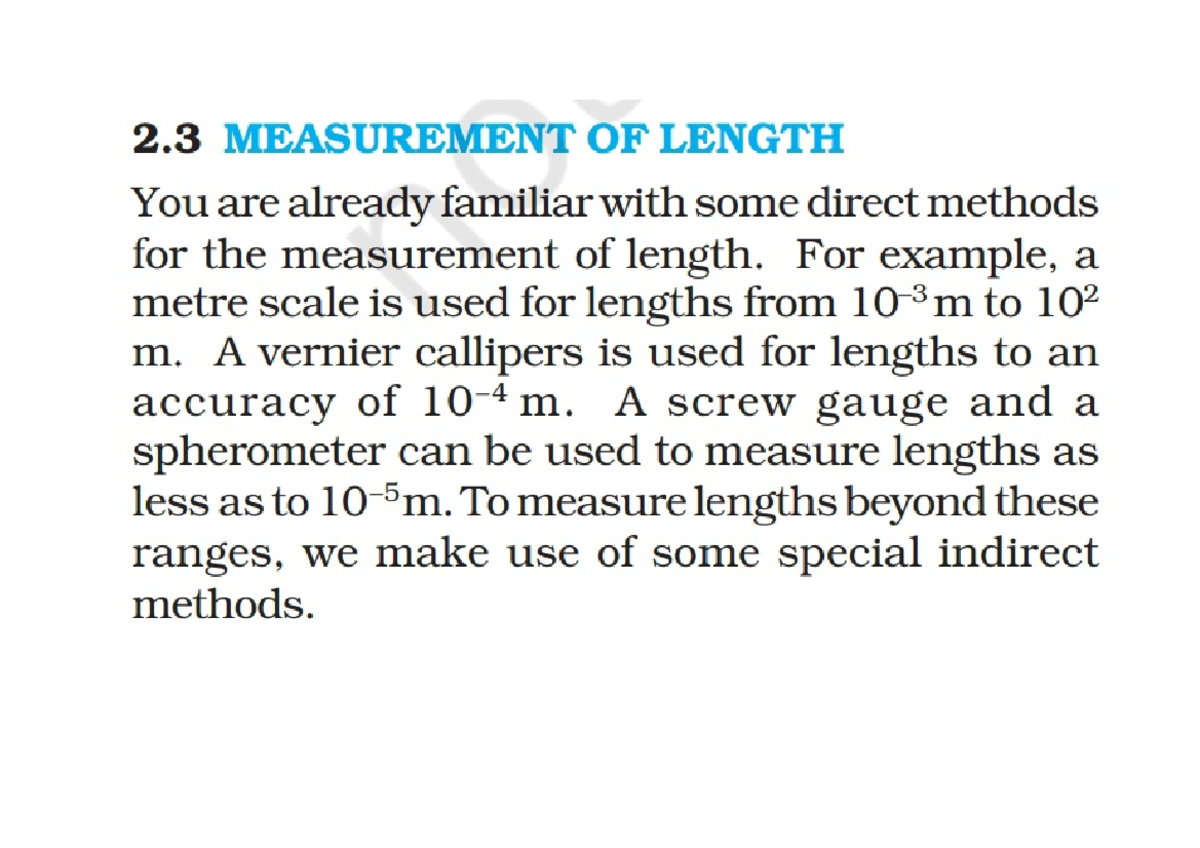 Measurement Of Length- Physics - Plus Two Science - Studocu