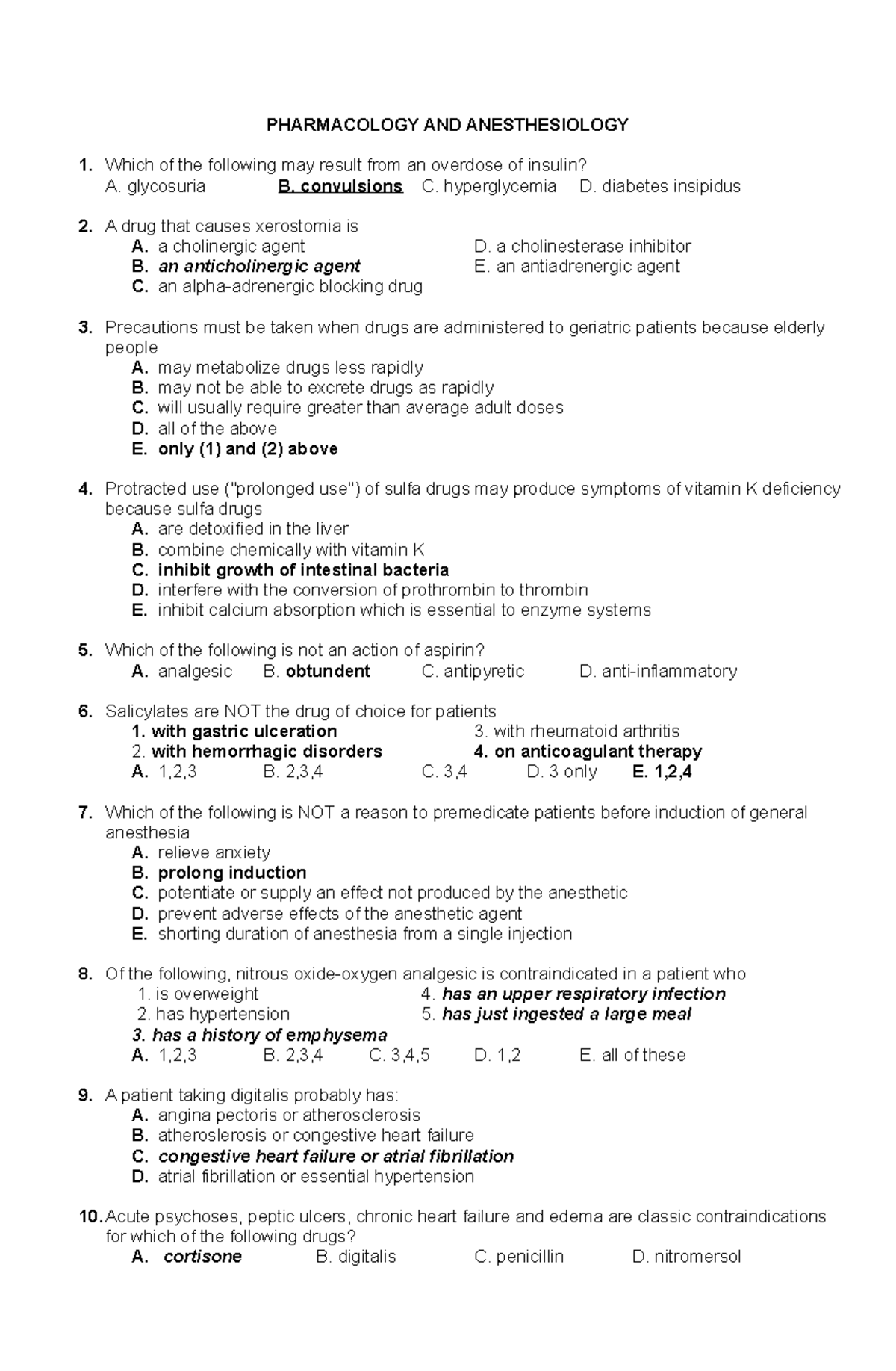 Anesthesia Exam Questions Answers – QZLUI