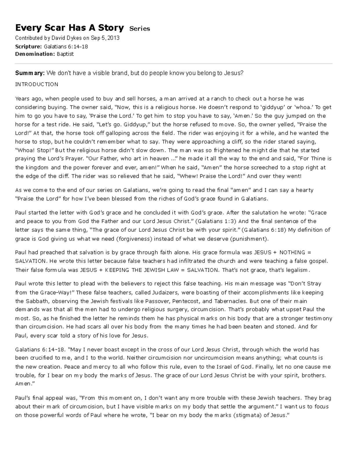 Every Scar Has A Story Sermon Central Every Scar Has A Story Series