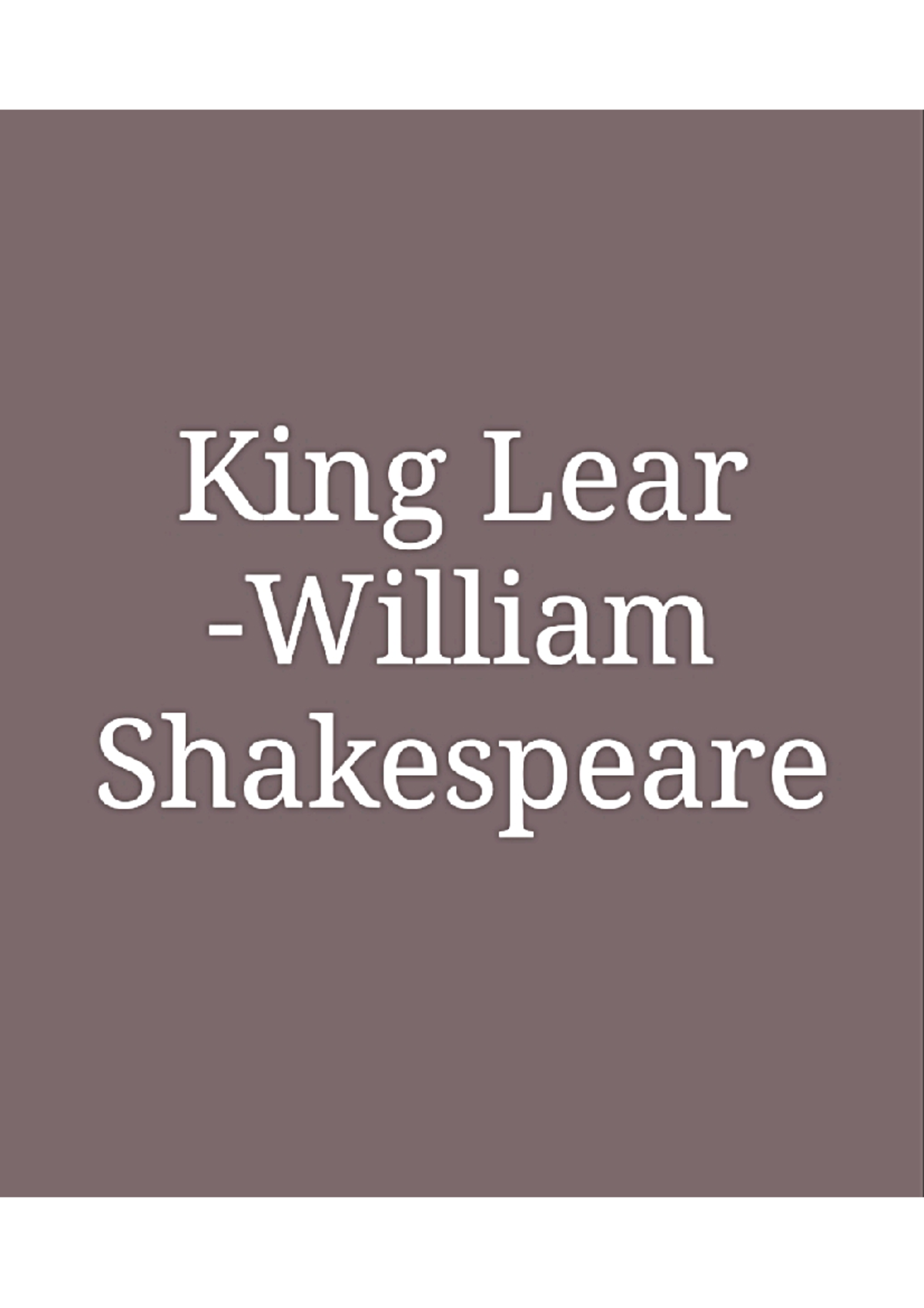It is a brief summary of king Lear ,the shakespeare play. Studocu