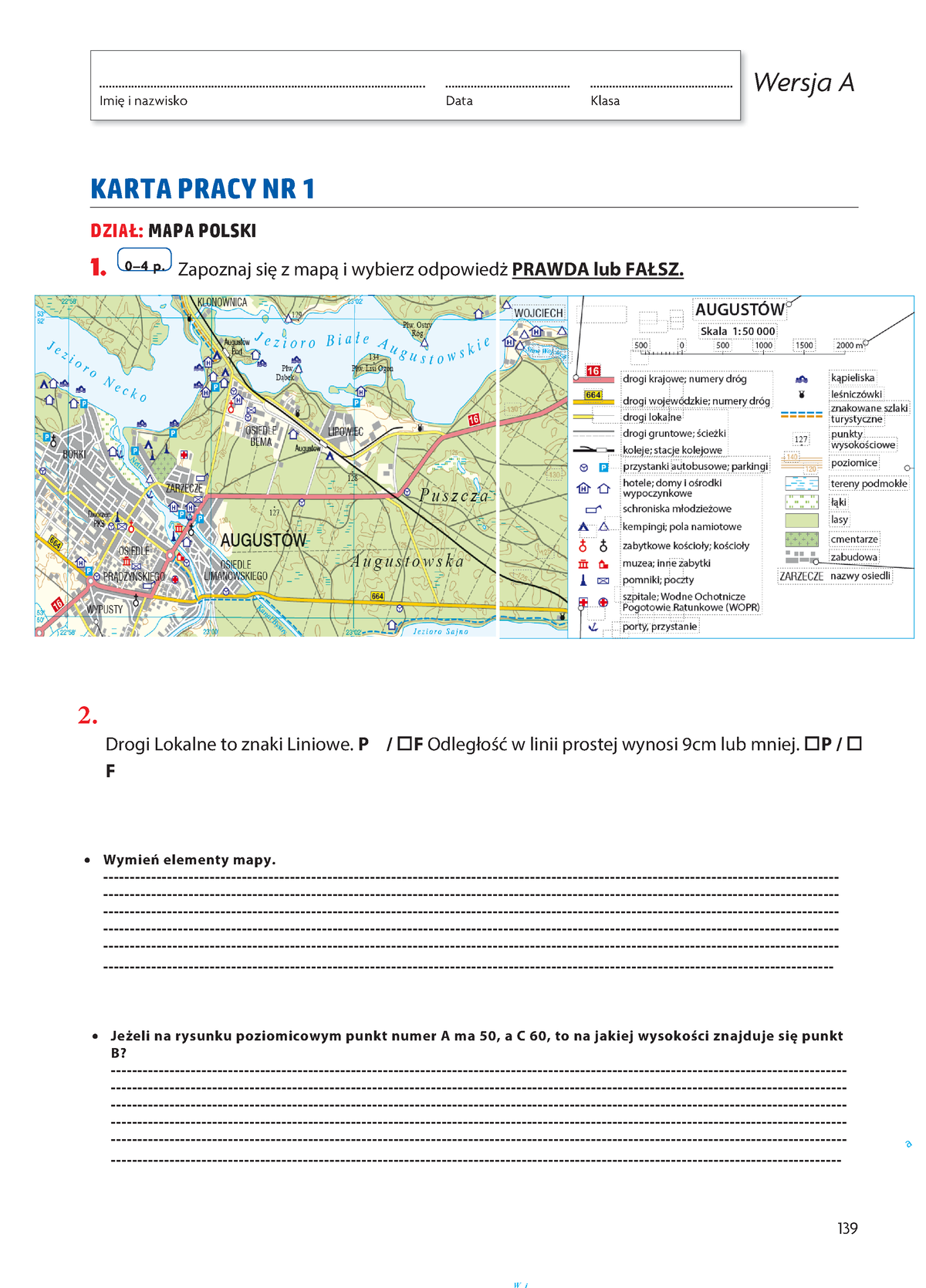 Karta Pracy Nr 1 Mapa Polski - 139 Imię I Nazwisko Data Klasa Wersja A ...