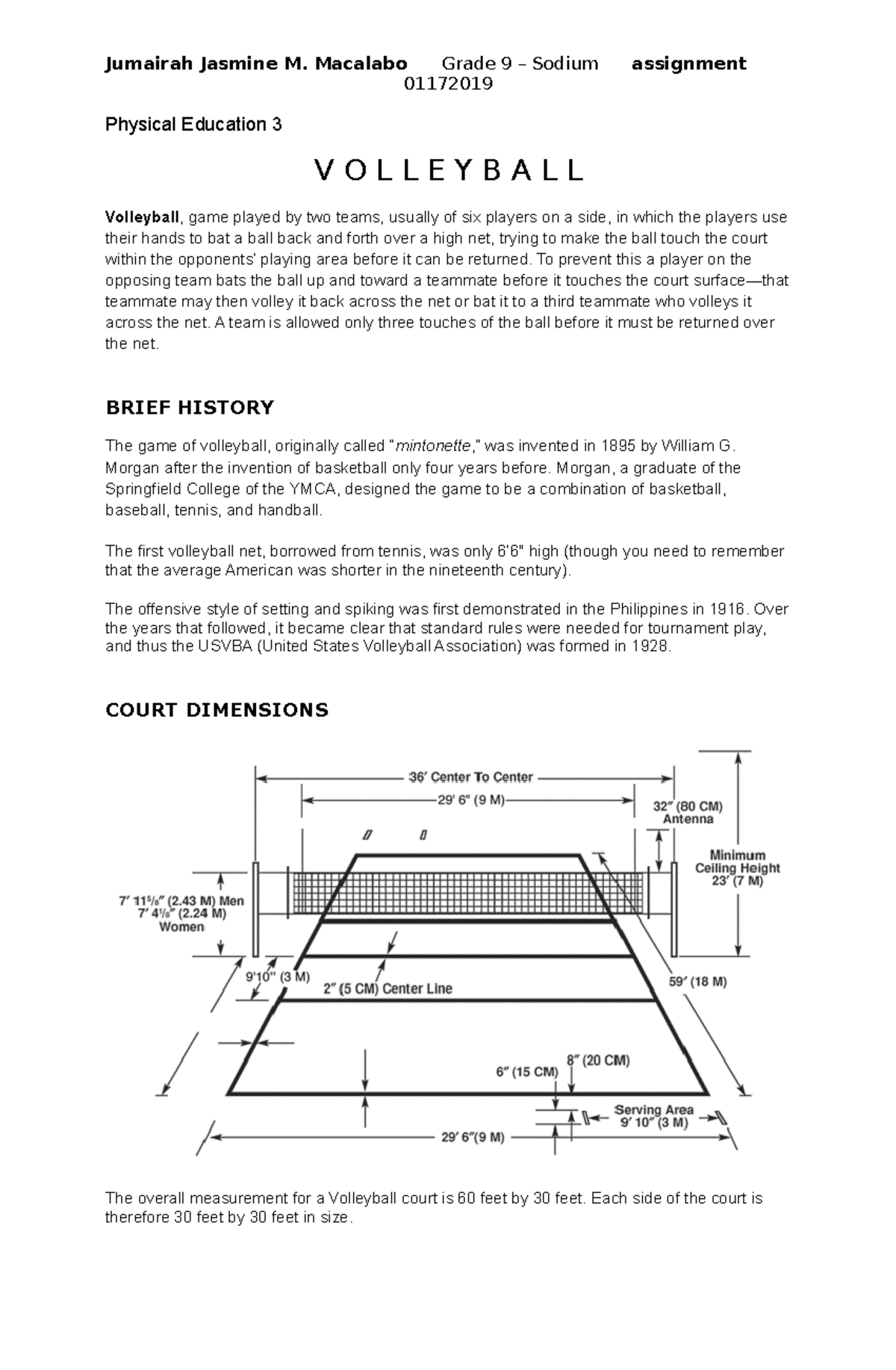 Physical Education 3 - sample - Jumairah Jasmine M. Macalabo Grade 9 ...