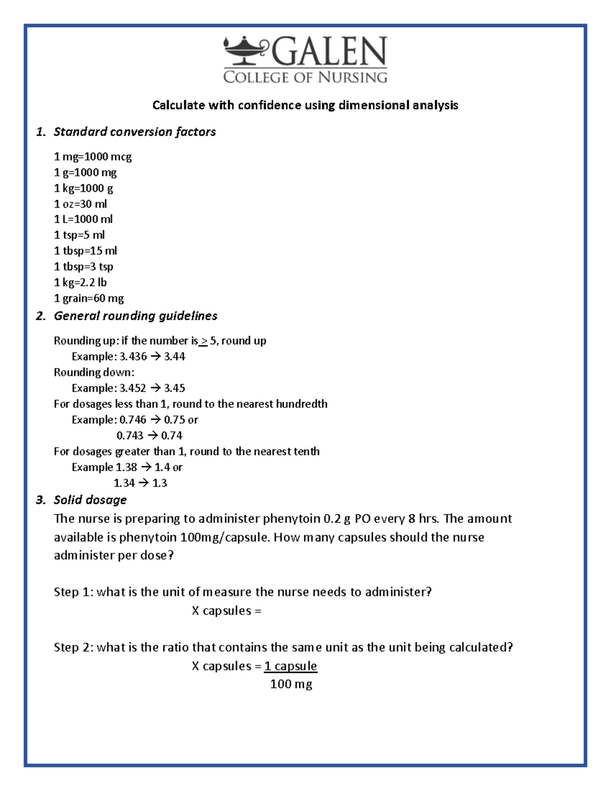 Calculate with confidence using dimensional analysis - General rounding ...
