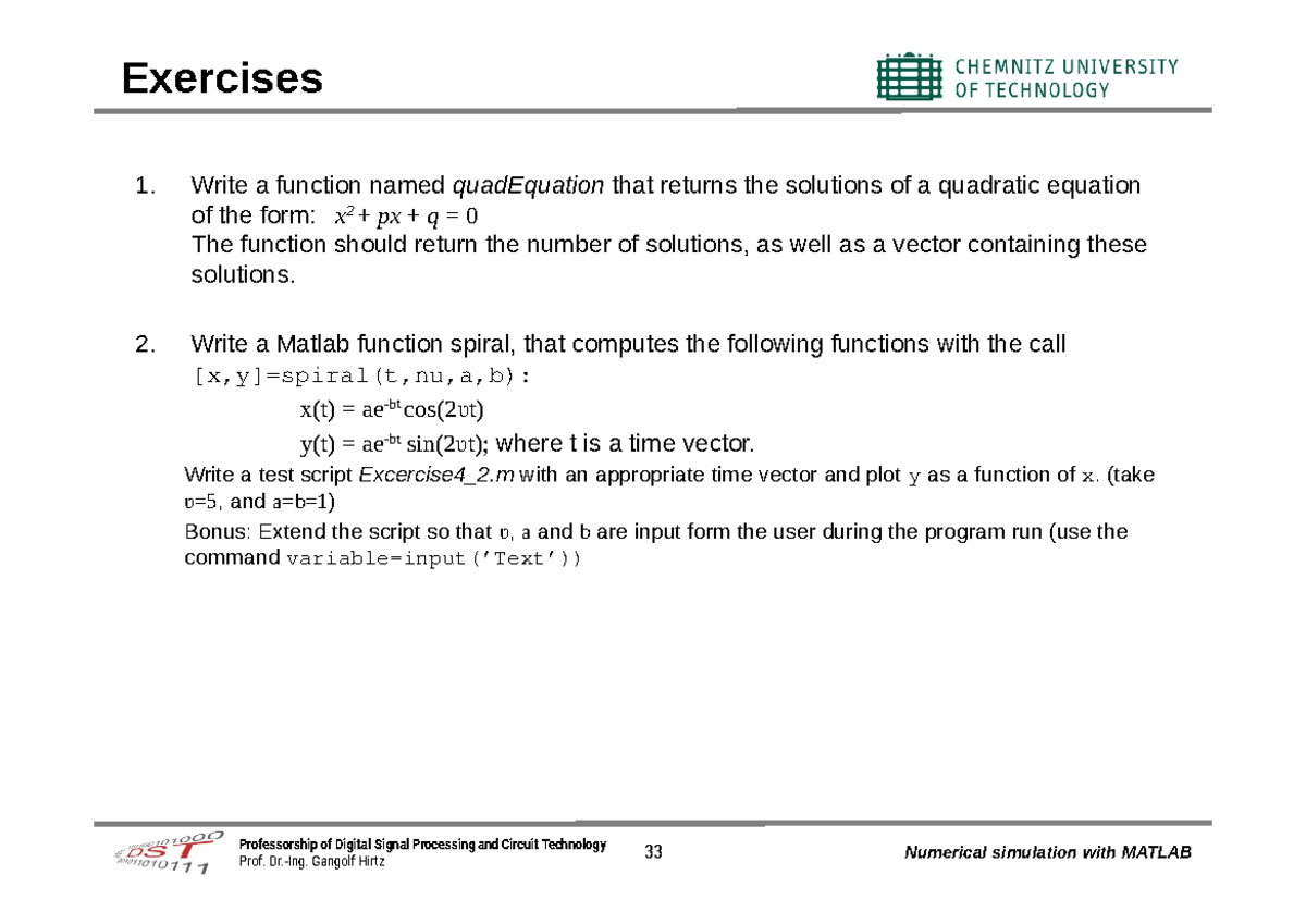 Chapter 4 - slide 33 - Professorship of Digital Signal Processing and ...