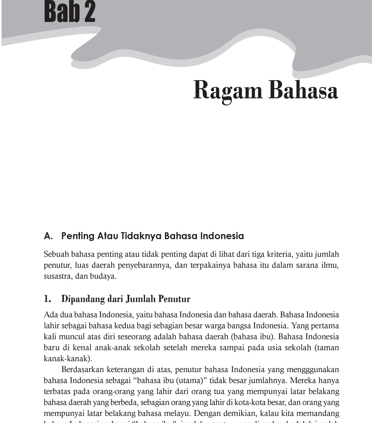 Catatan Bahasa Indonesia 2 - Ragam Bahasa Bab 2 A. Penting Atau ...