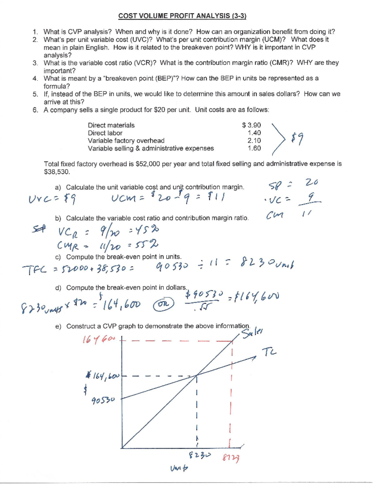 3-03 COST Volume Profit Analysis (solution)-19 - ACCT 202 - Studocu