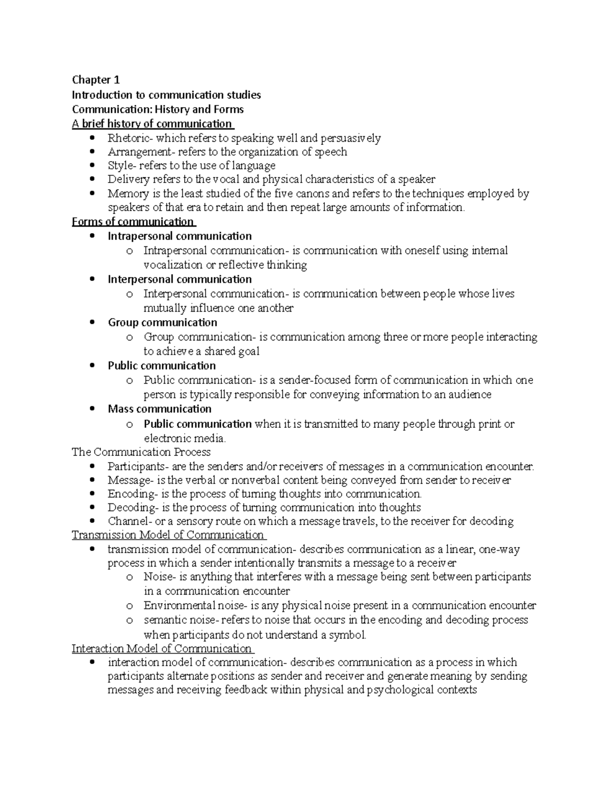 Chapter 1 - Chapter 1 Introduction To Communication Studies ...