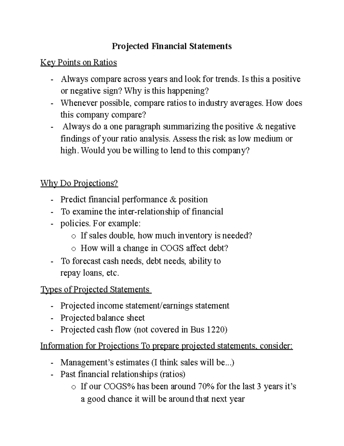 Projected Financial Statements - Is this a positive or negative sign ...