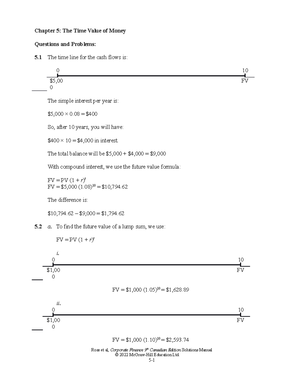 Ross CF 9ce SM Ch05 - Ch5 Solutions - Chapter 5: The Time Value Of ...