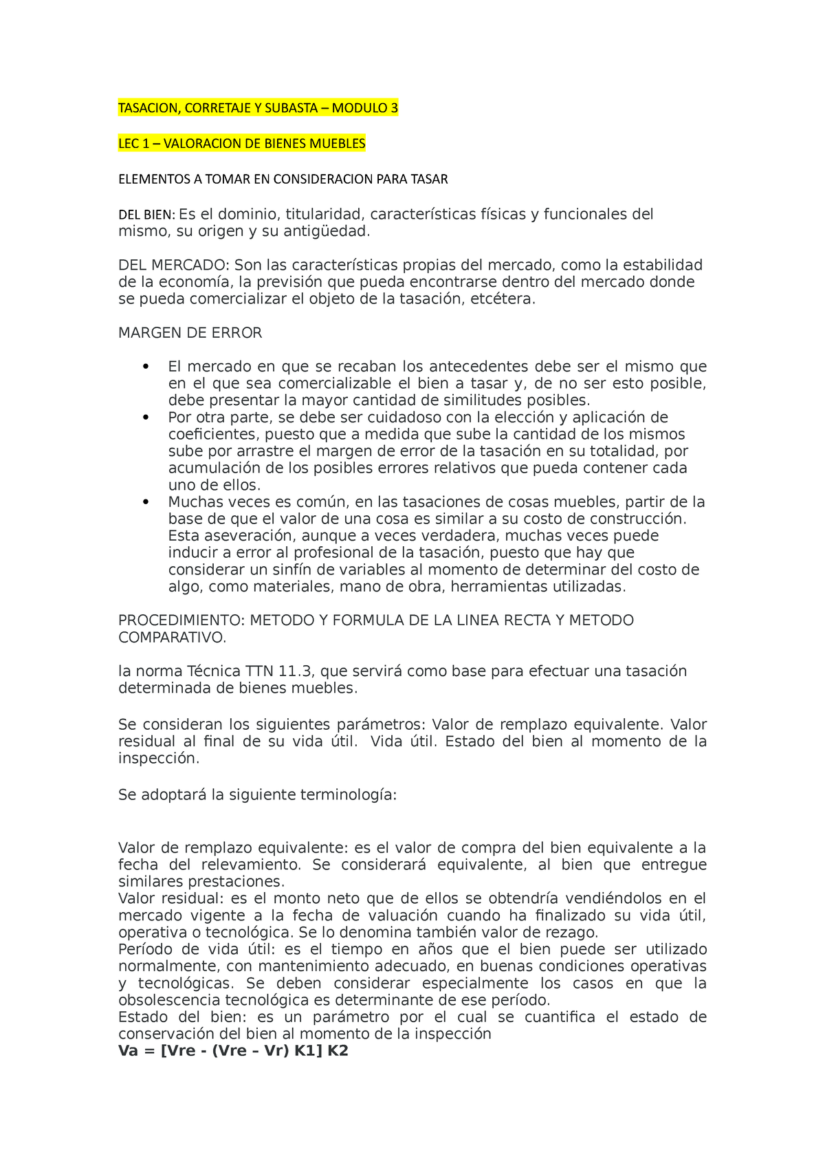 Tasacion, Subasta Y Corretaje - TASACION, CORRETAJE Y SUBASTA – MODULO ...