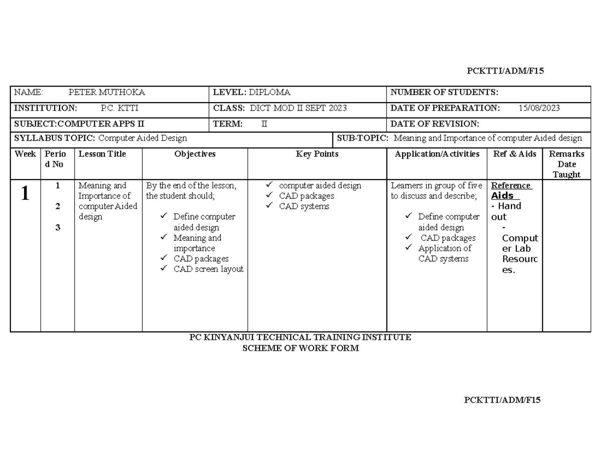 DICT COMP APPS term 2 - Schemes - PCKTTI/ADM/F NAME: PETER MUTHOKA ...