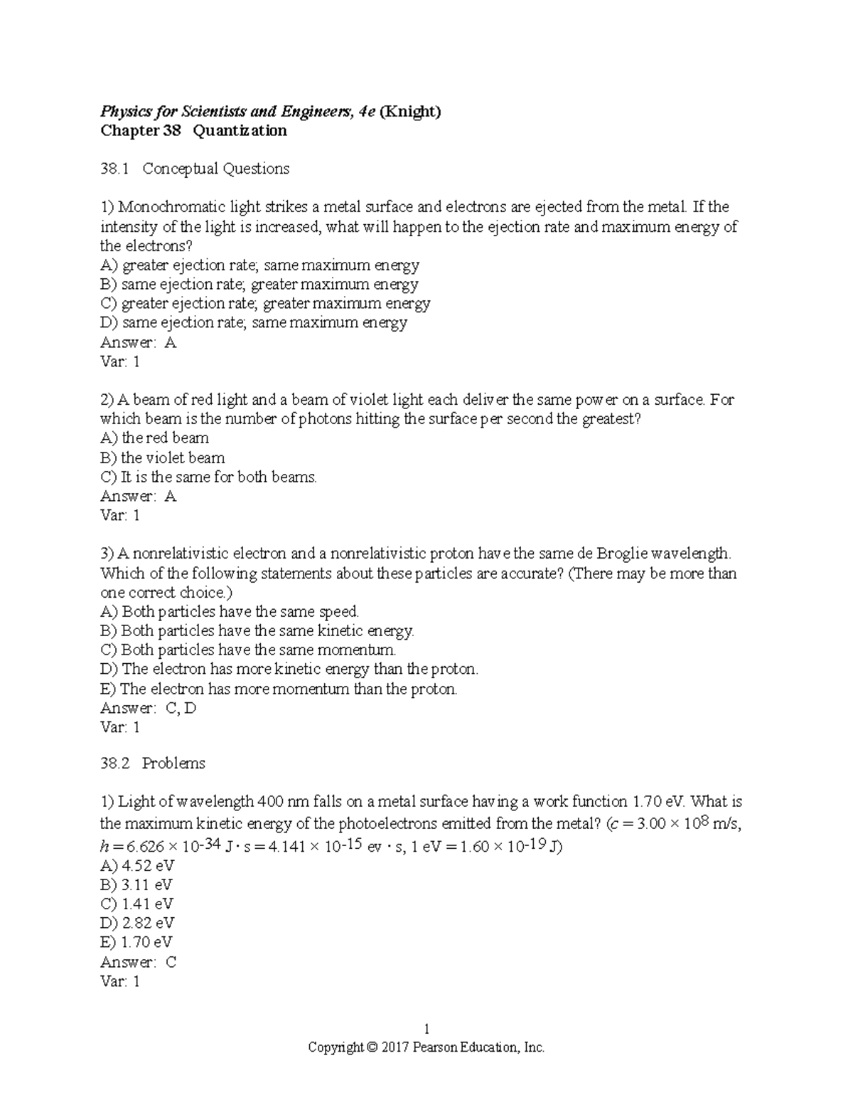 Chapter 38 exercises - Physics for Scientists and Engineers, 4e (Knight ...