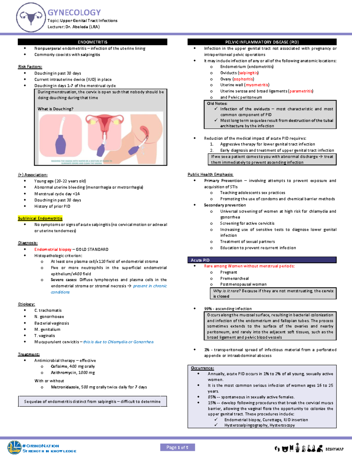 GYNE - Upper Genital Tract Infections (LRA) - Page 1 of 5 Topic: Upper ...