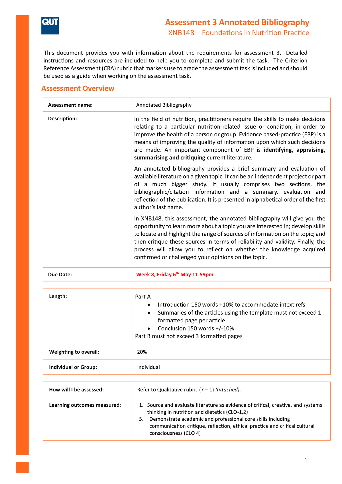 A3 Task sheet Sem 1 2022 - hhhhhhhhh - XNB148 – Foundations in ...