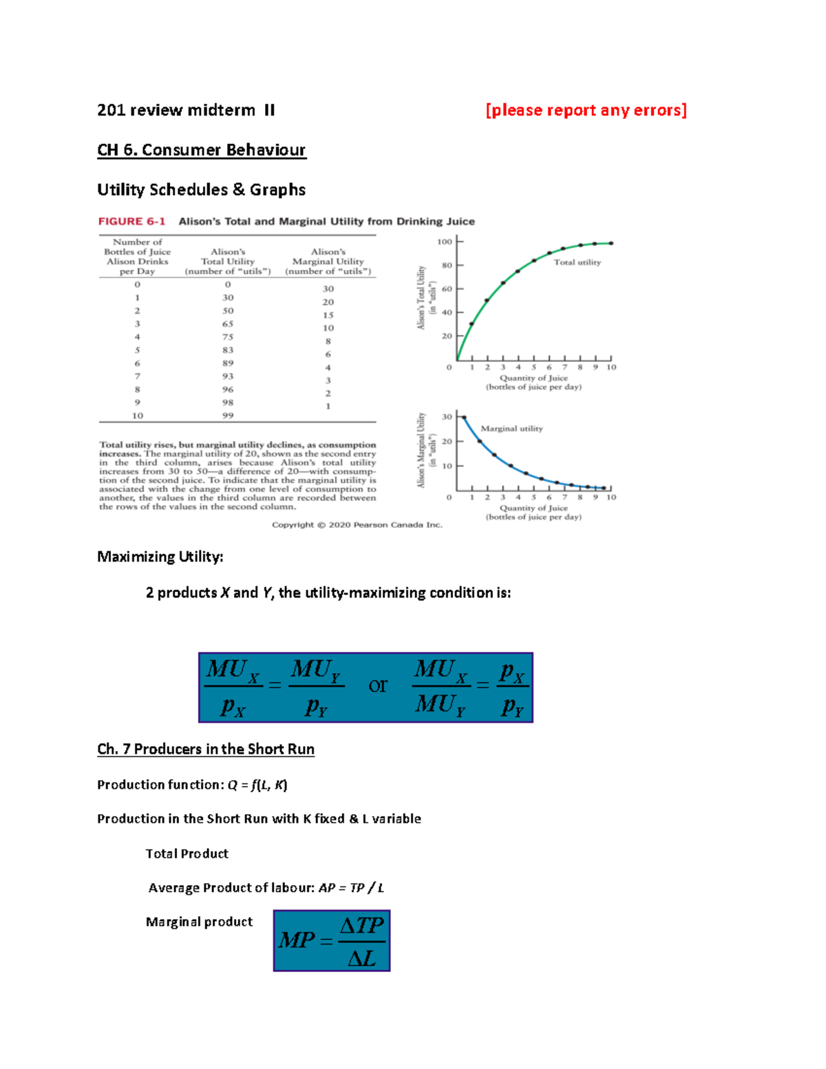 201 review midterm II - Summary Introduction to Microeconomics - 201 ...