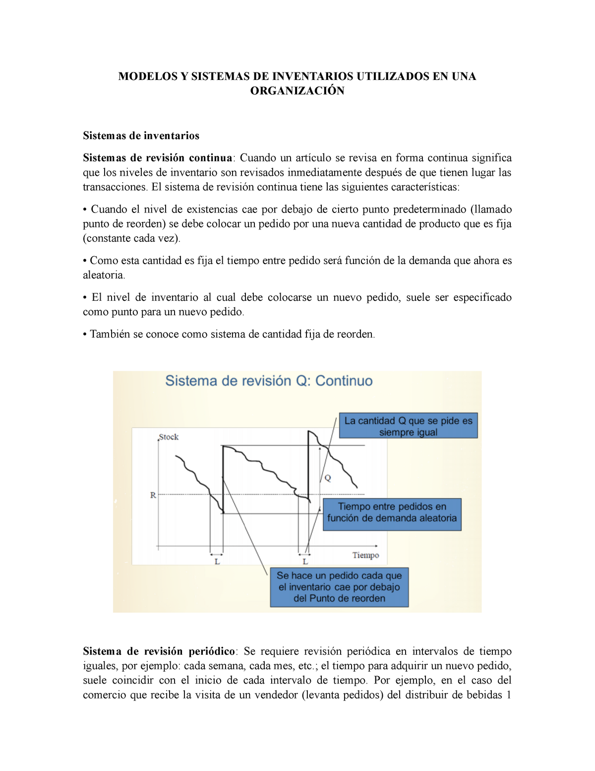 Escrito sistema de inventarios - MODELOS Y SISTEMAS DE INVENTARIOS  UTILIZADOS EN UNA ORGANIZACIÓN - Studocu