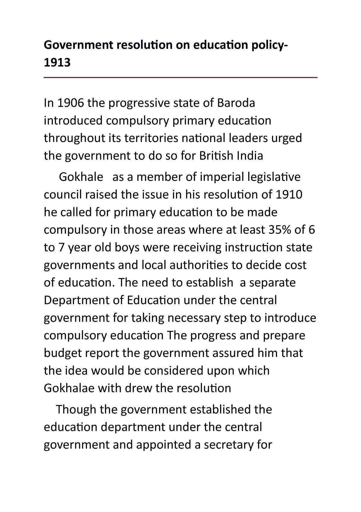 government-resolution-on-education-policy-1913-the-need-to-establish