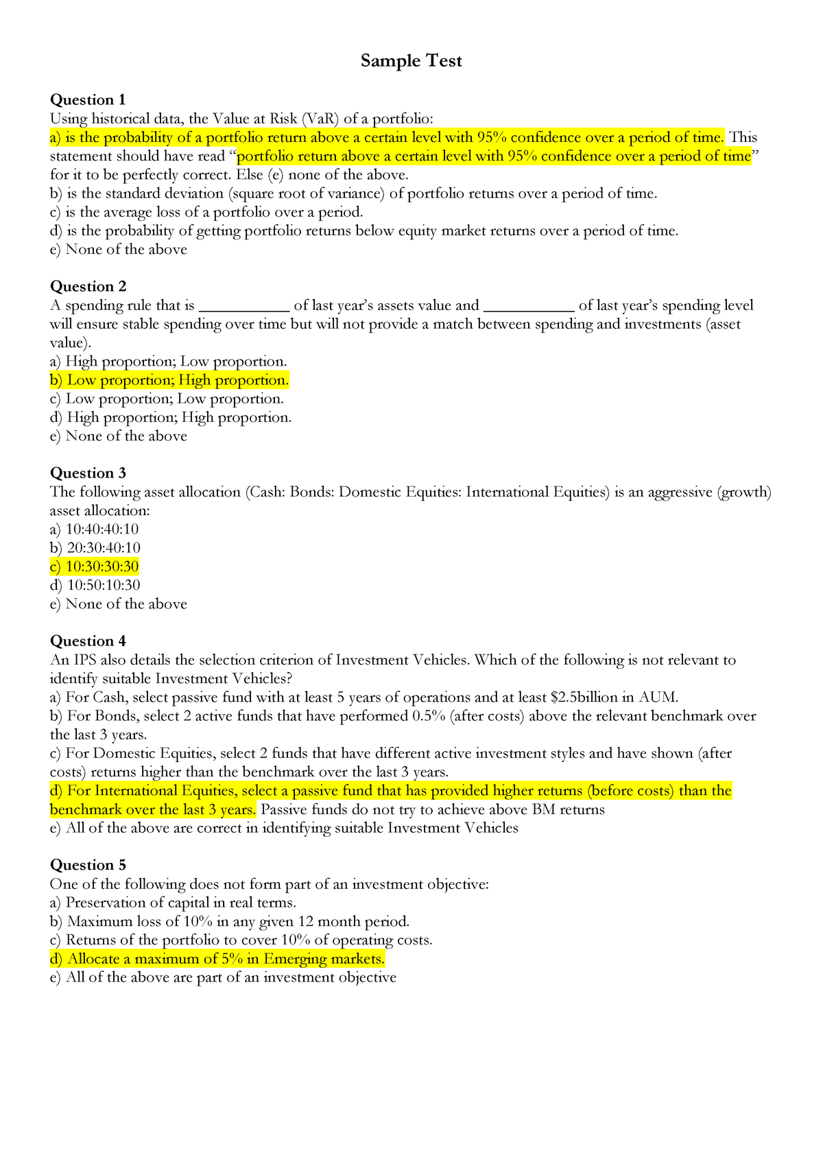 Test July 2018, questions and answers - Sample Test Question 1 Using ...