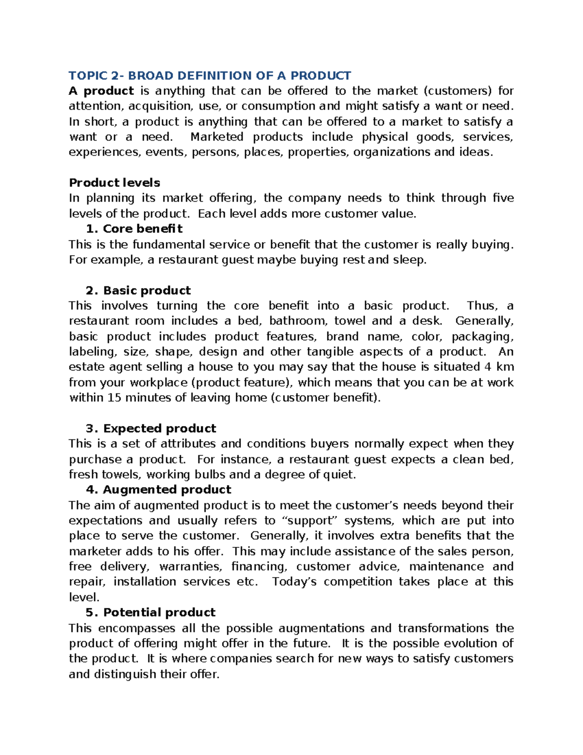 Topic 2- Broad Definition OF Product - TOPIC 2- BROAD DEFINITION OF A ...