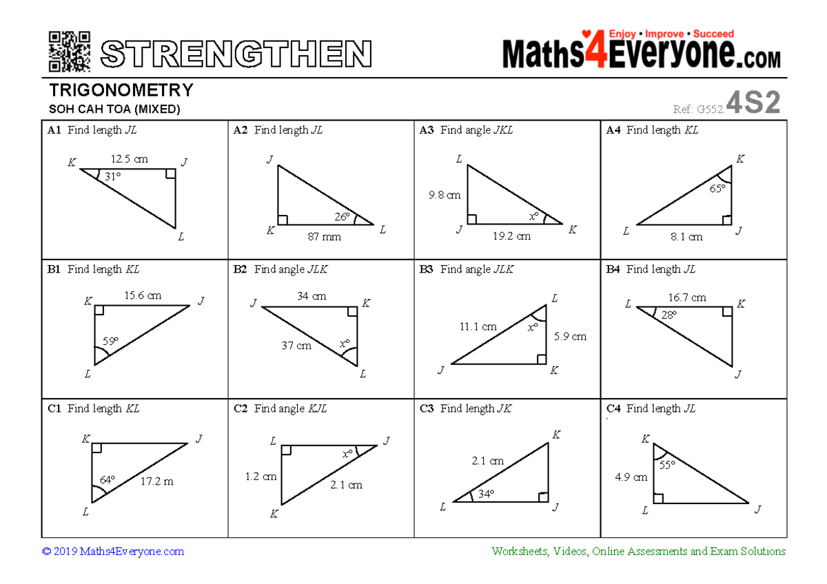 Trigonometry soh cah toa mixed 2 1 - TRIGONOMETRY SOH CAH TOA (MIXED ...