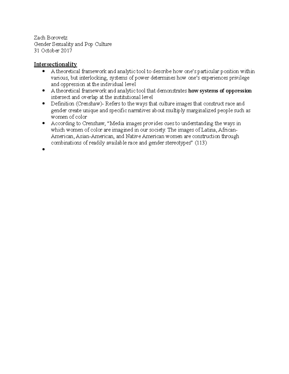10:31:17 - Notes - Zach Borovetz Gender Sexuality and Pop Culture 31 ...