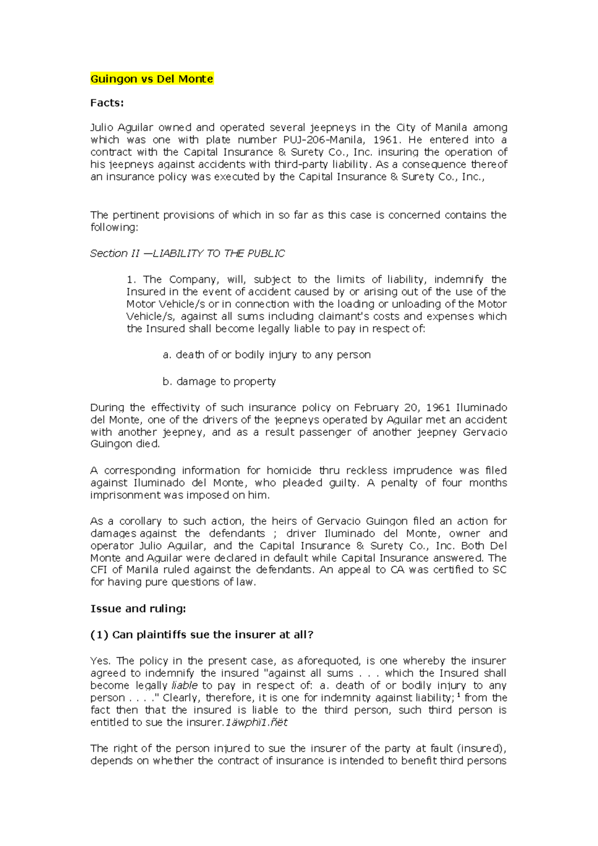 Guingon vs Del Monte - Summary Commercial Law - Guingon vs Del Monte ...