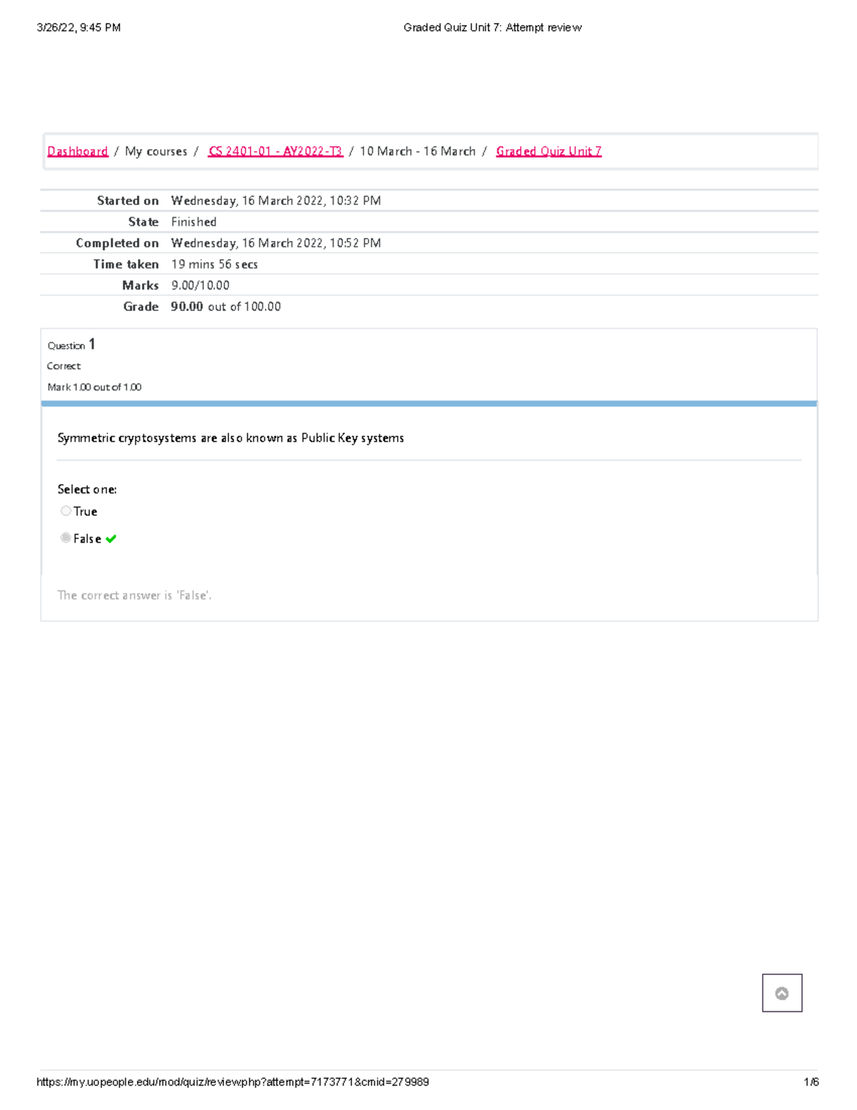 Graded Quiz Unit 7 Attempt Review - Started On Wednesday, 16 March 2022 ...