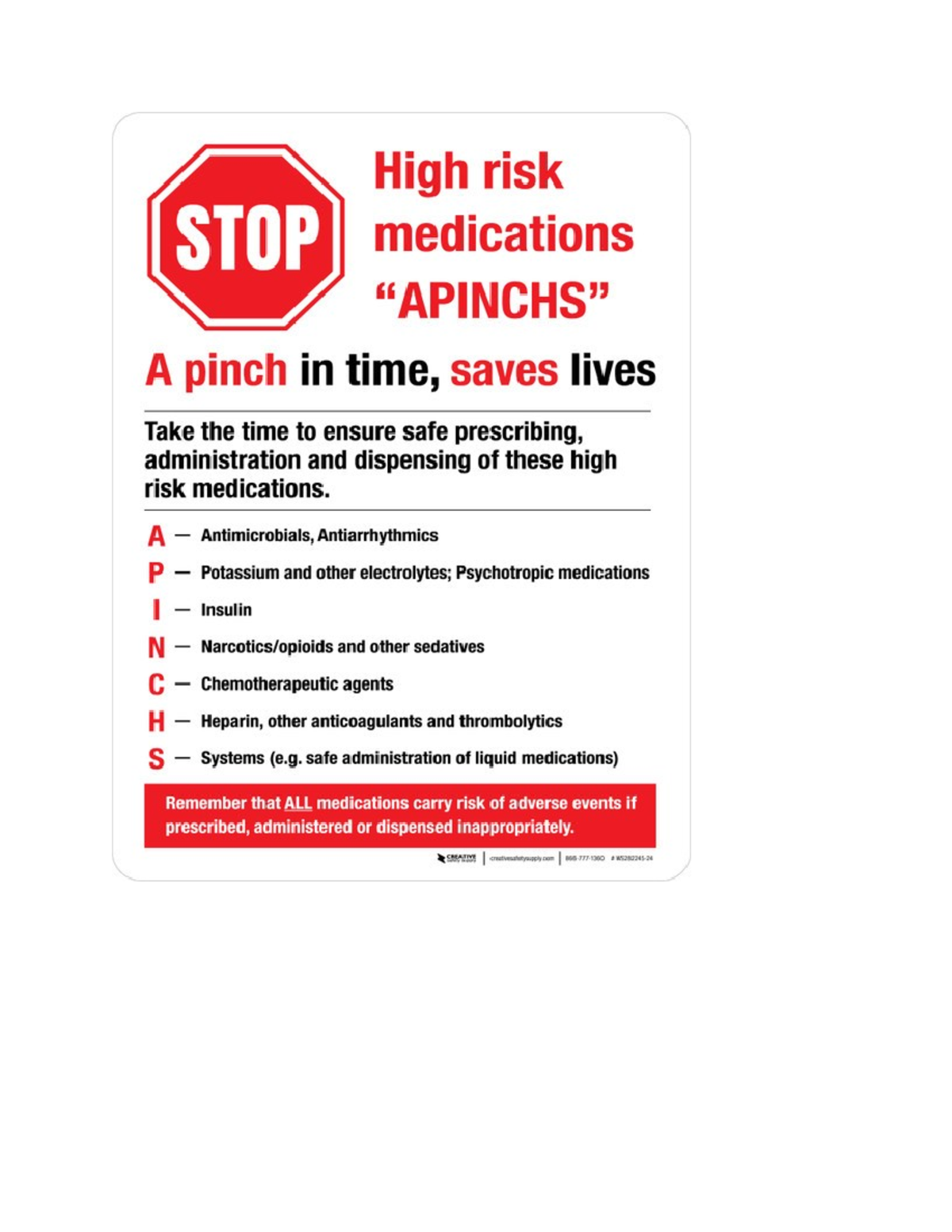 Apinch Meds - Certain meds to watch - High risk STOP medications A ...