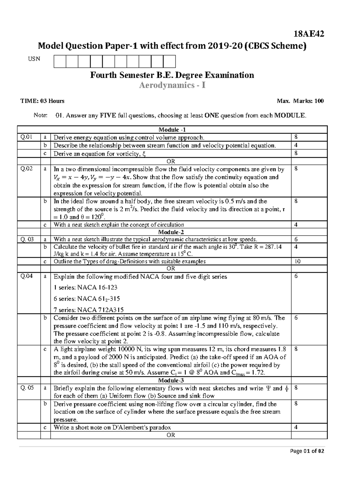 AD1 18ae421 - Question paper - 18AE Page 01 of 02 Model Question Paper ...