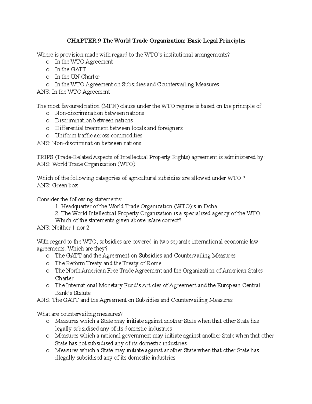 Chapter 9 The World Trade Organization - CHAPTER 9 The World Trade ...