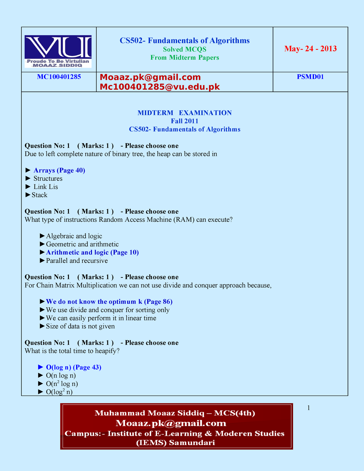 CS502- Midterm Solved Mcqs With References By Moaaz - CS502 ...