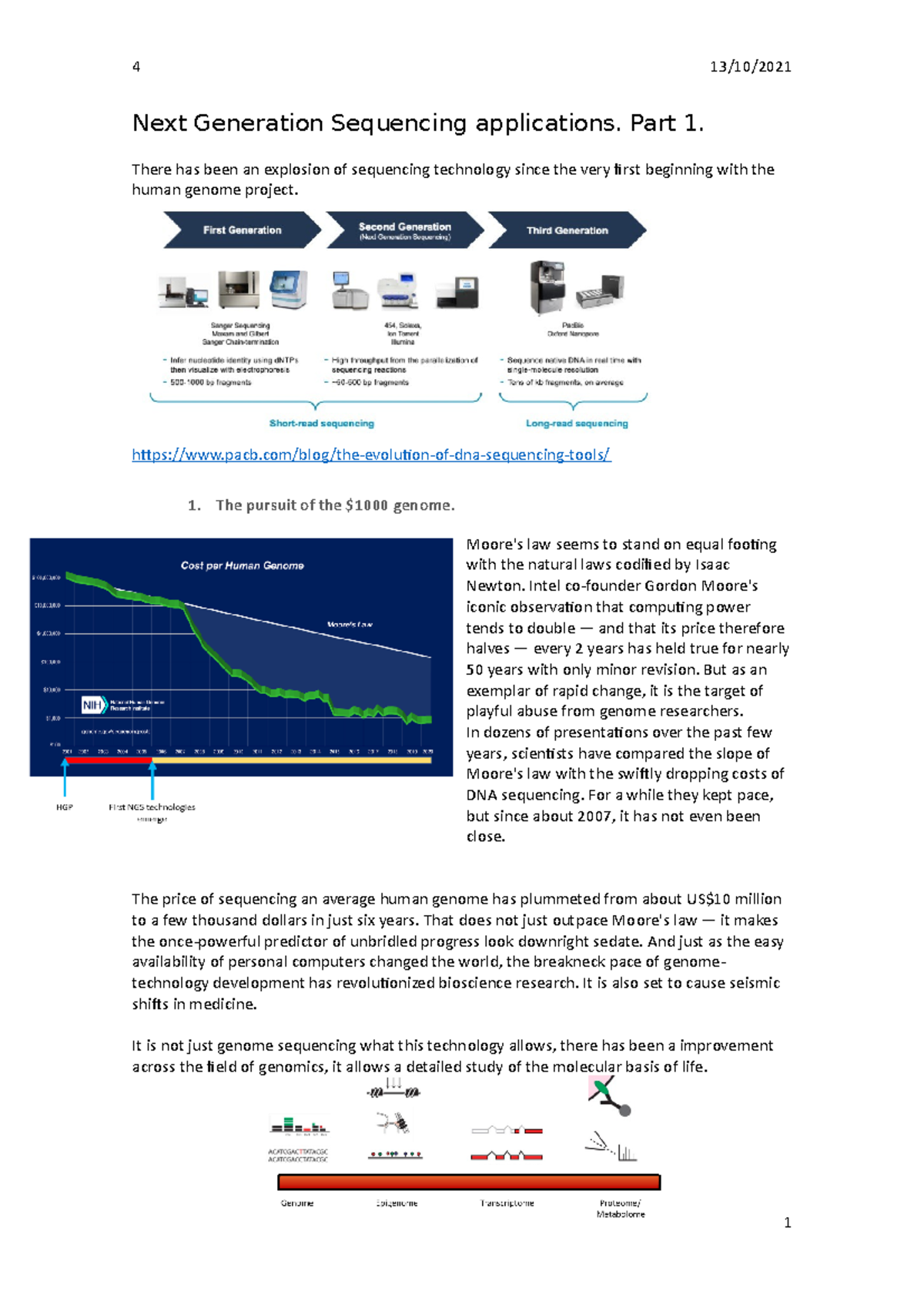 NGS Applications I - Next Generation Sequencing Applications. Part 1 ...