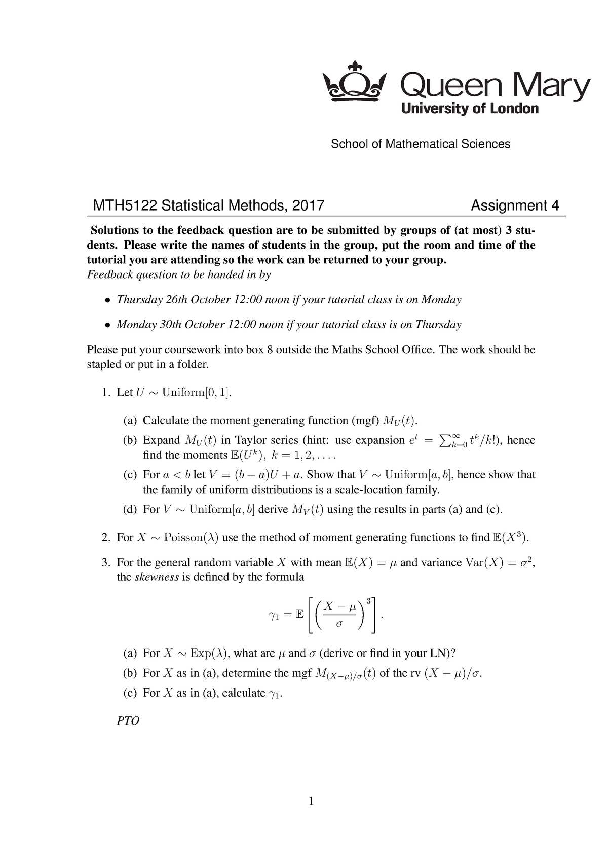 Mth5122 17 18 Assignment 4 Studocu