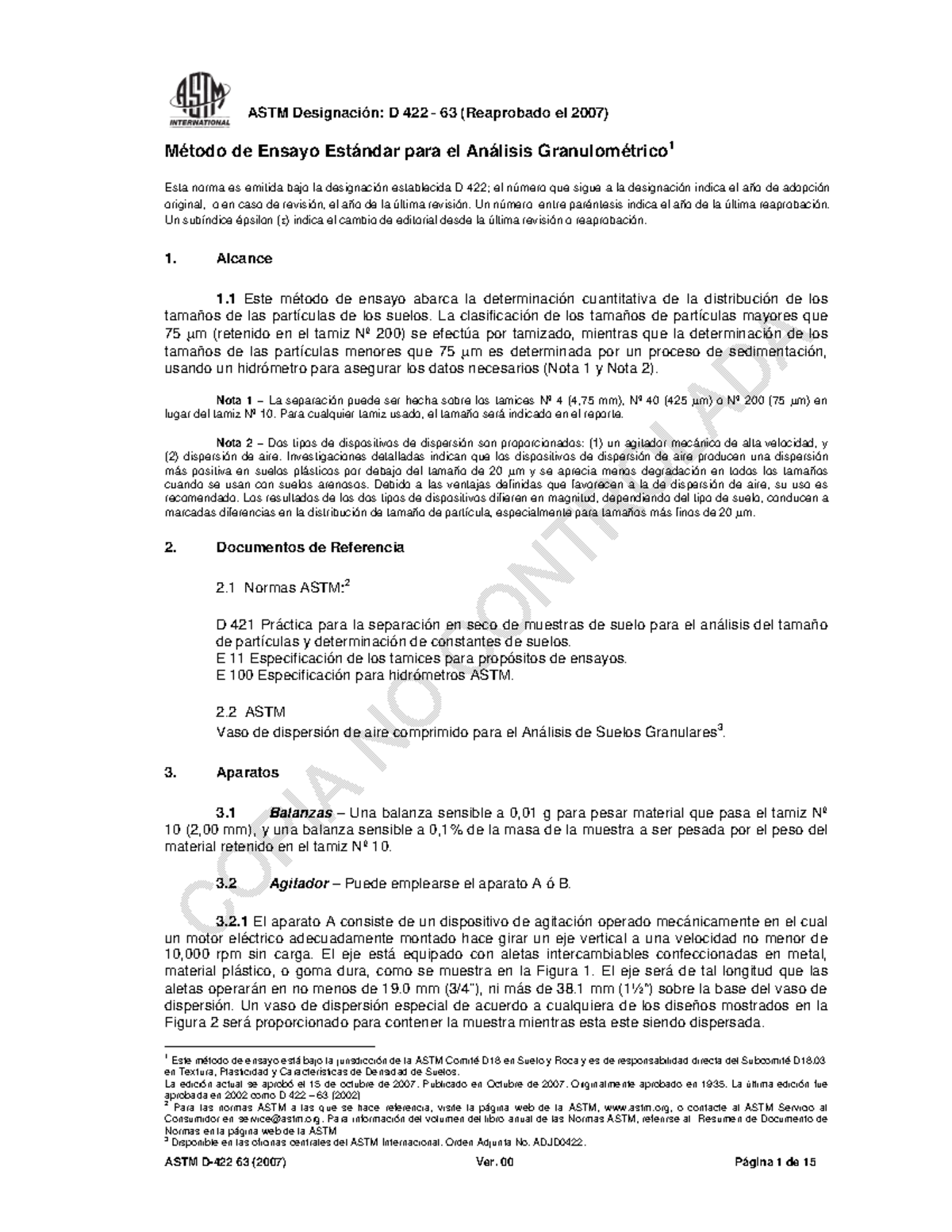 Astm D422 63 Metodo De Analisis Del Tamano De Las Particulas De Suelo ...