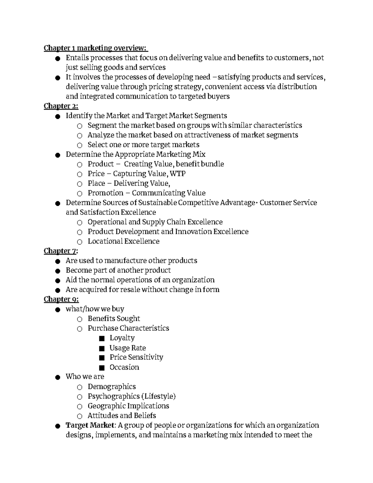 Final exam study guide - Nancy A - Chapter 1 marketing overview ...