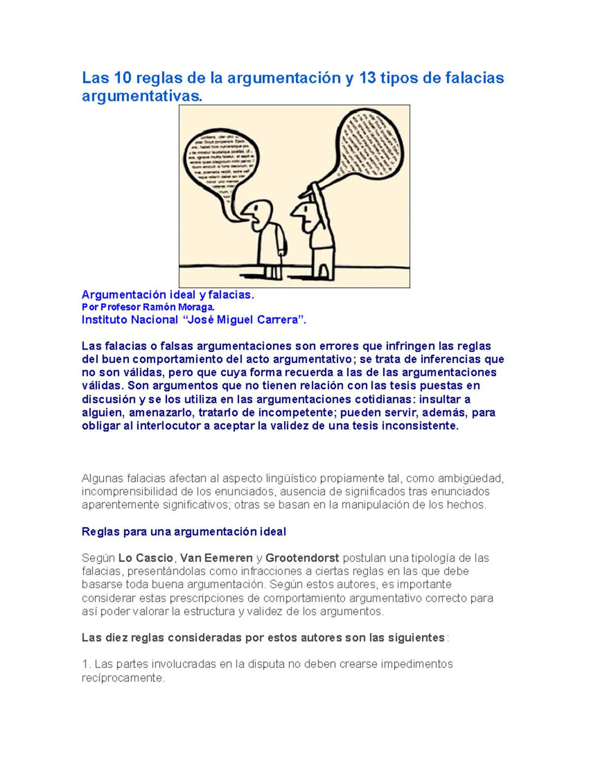 Las 10 Reglas De La Argumentación Y 13 Tipos De Falacias Argumentativas ...