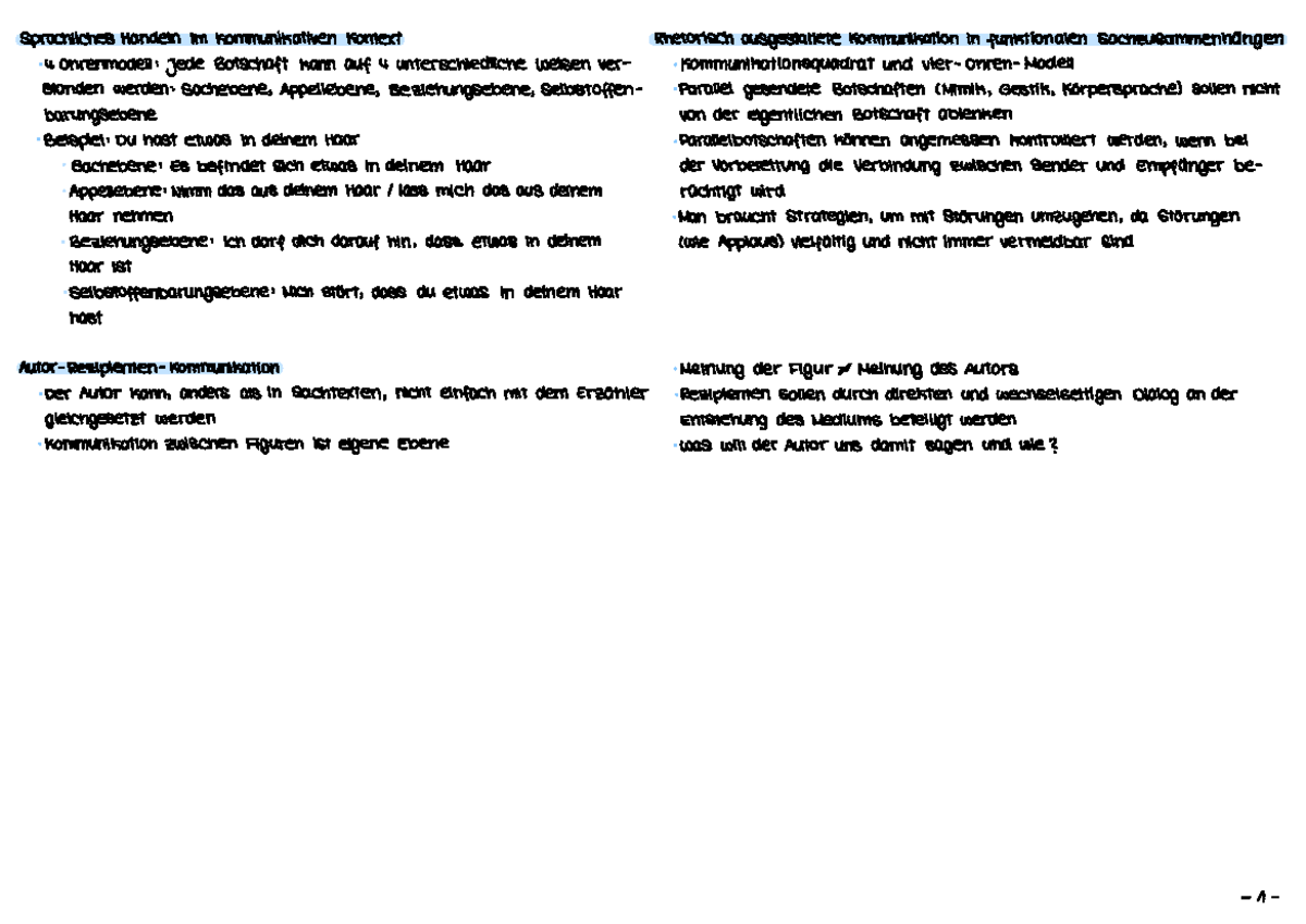 Kommunikation - zusammenfassung - Sprachliches Handeln imkommunikativen
