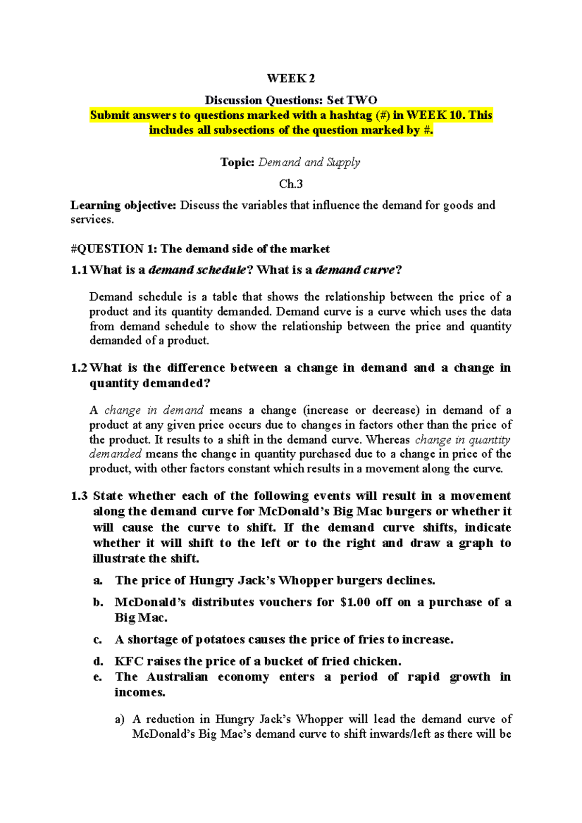 Discussion Question Set 2 - Answers - WEEK 2 Discussion Questions: Set ...