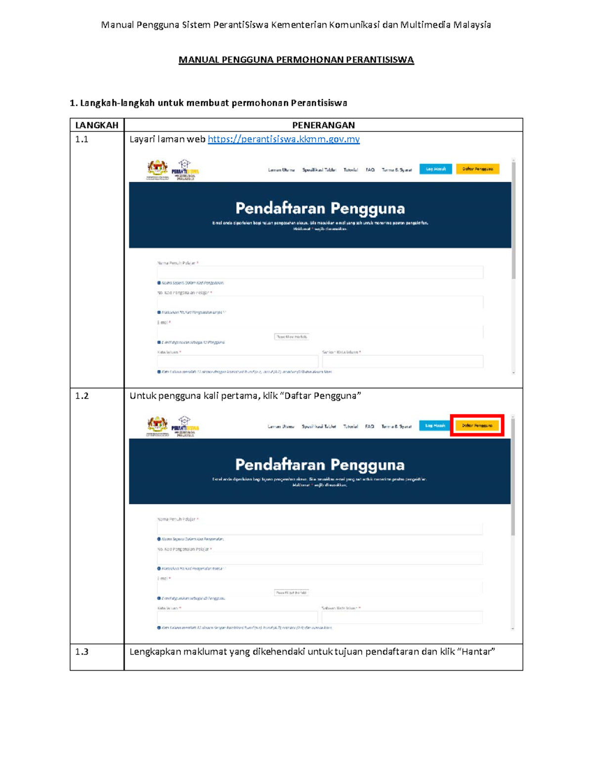 Manual Pengguna Permohonan Perantisis - MANUAL PENGGUNA PERMOHONAN ...