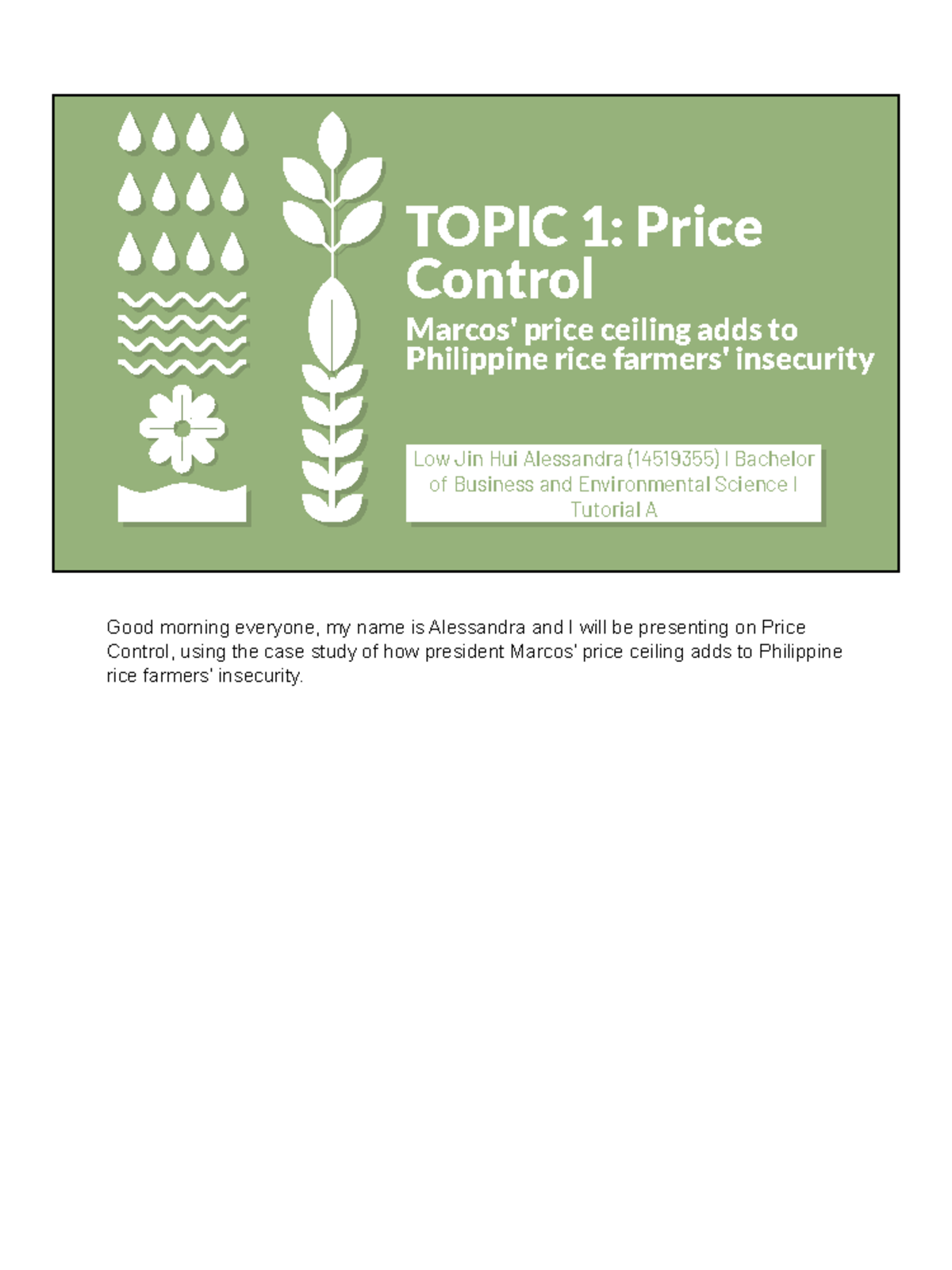 BU1003 A02 - TOPIC 1: Price Control Marcos' price ceiling adds to ...