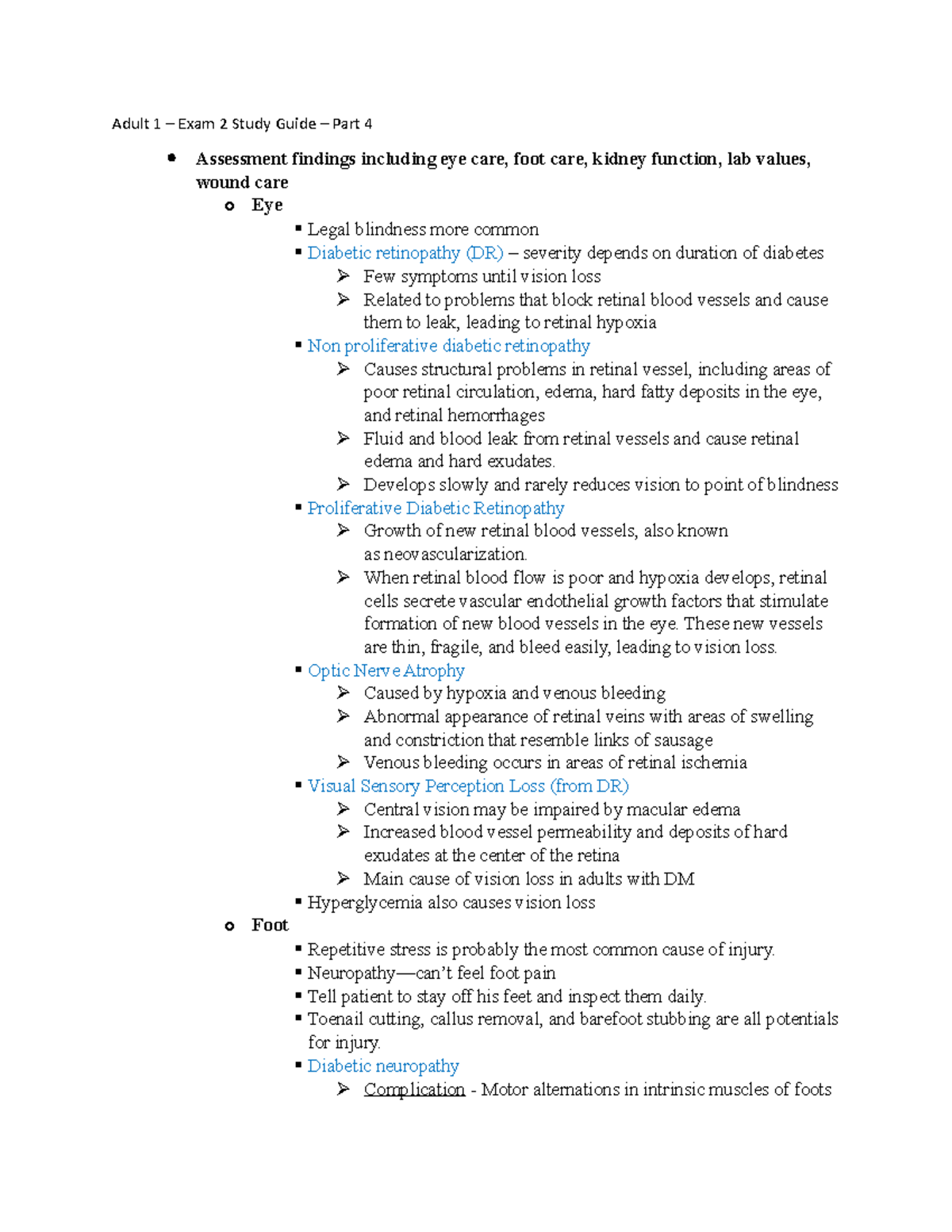 Adult 1 - Exam 2 Study Guide - Part 4 - Adult 1 – Exam 2 Study Guide ...