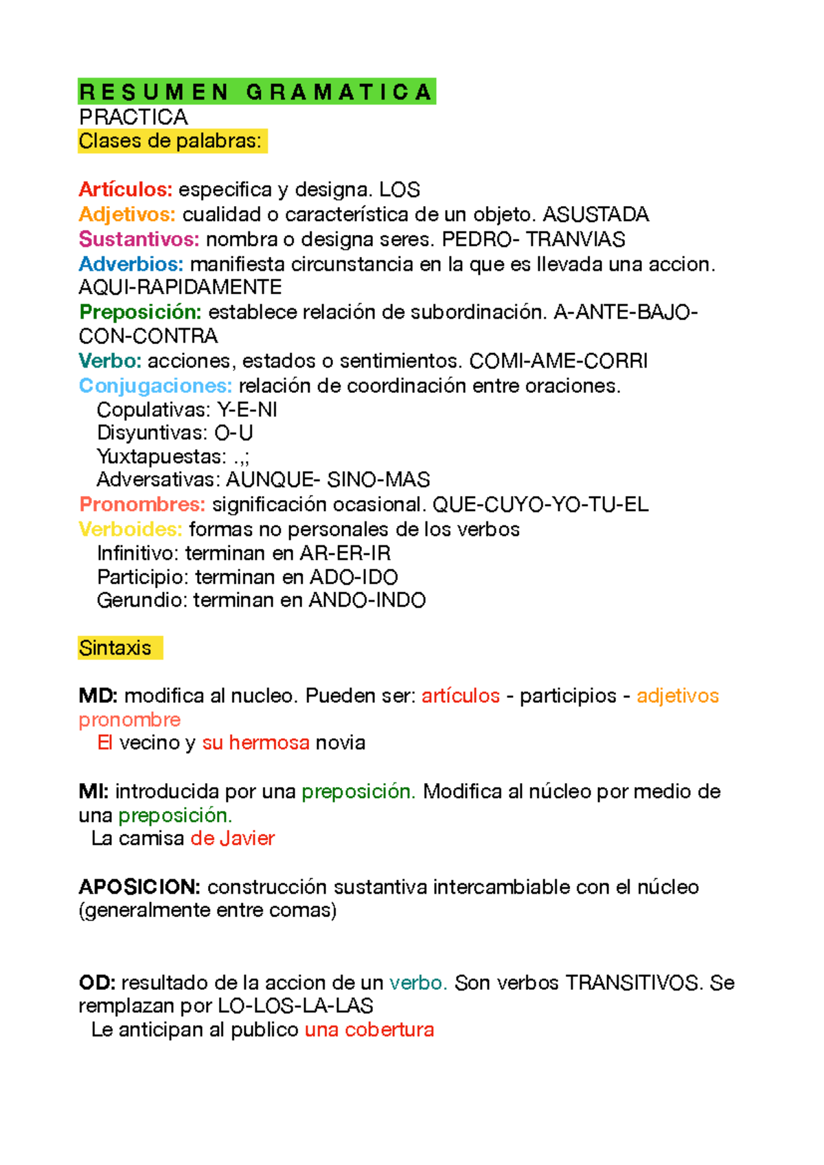 Resumen gramatica practica - R E S U M E N G R A M A T I C A PRACTICA ...