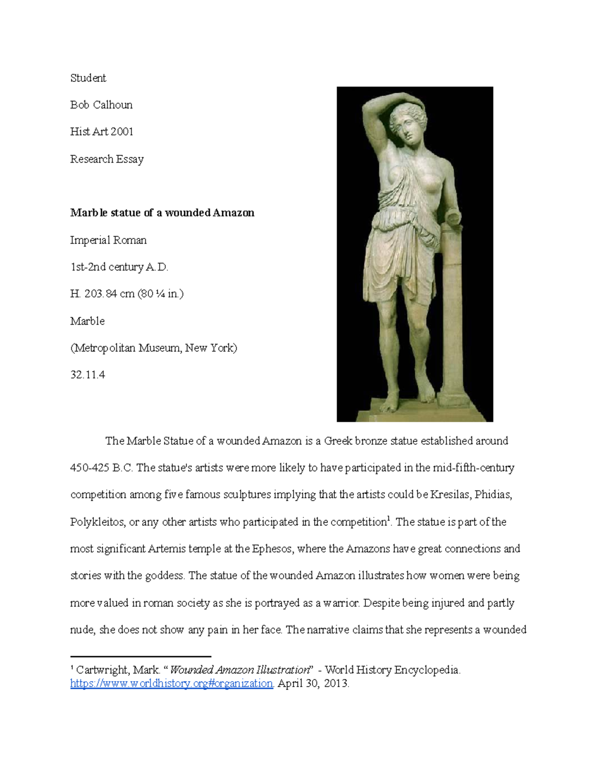 Research Essay - Student Bob Calhoun Hist Art 2001 Research Essay ...