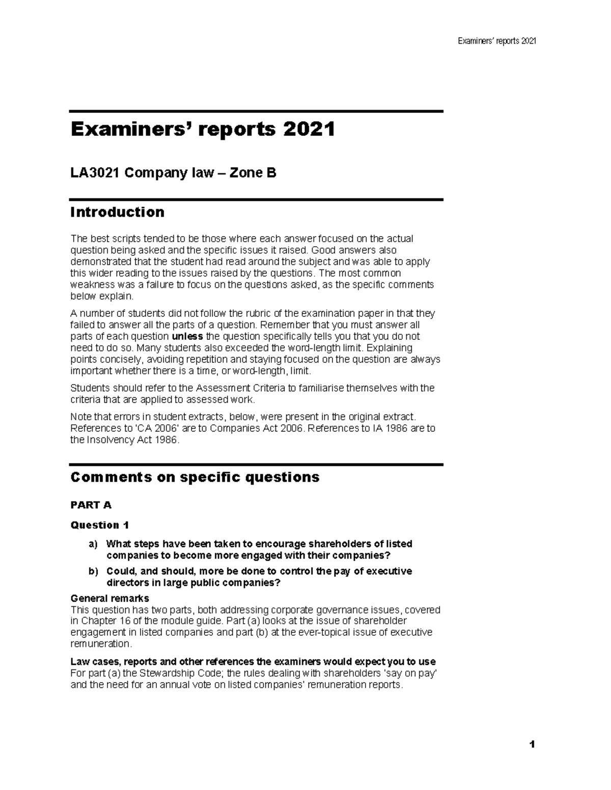 Company-report-2021-B - Examiners’ Reports 20 21 Examiners’ Reports ...