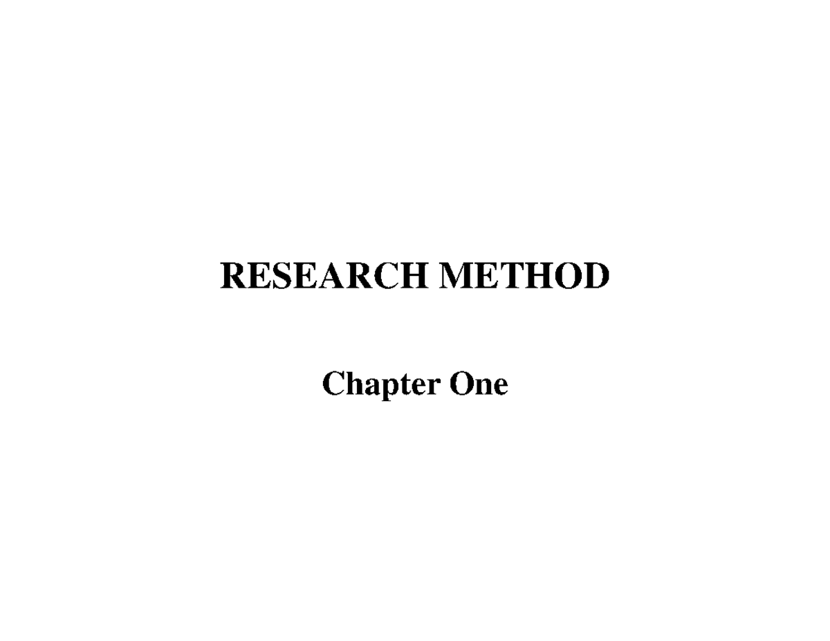 Chapter 1 Introduction - RESEARCH METHOD Chapter One Introduction ...