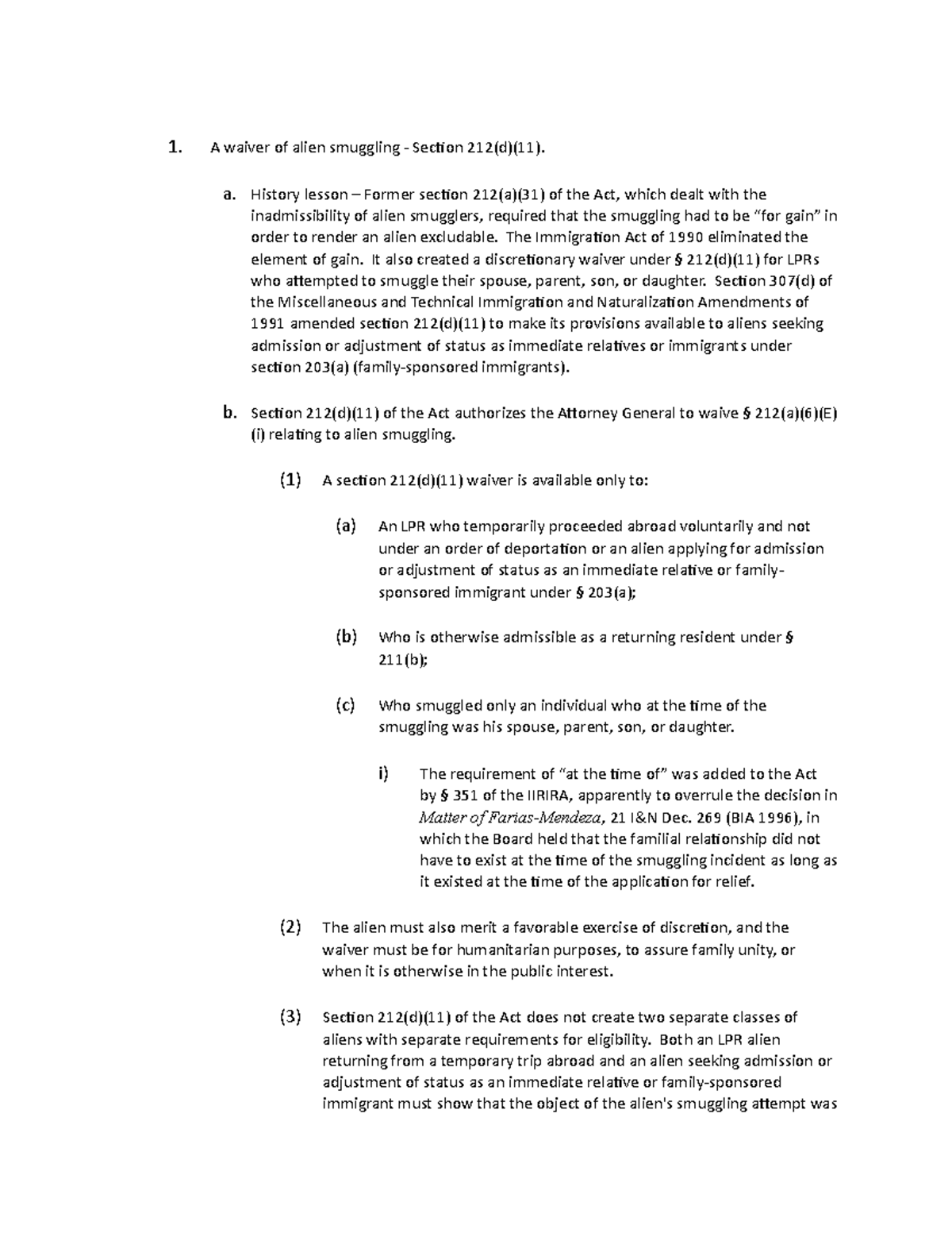 Immigration Law M44 - 1. A Waiver Of Alien Smuggling - Section 212(d ...